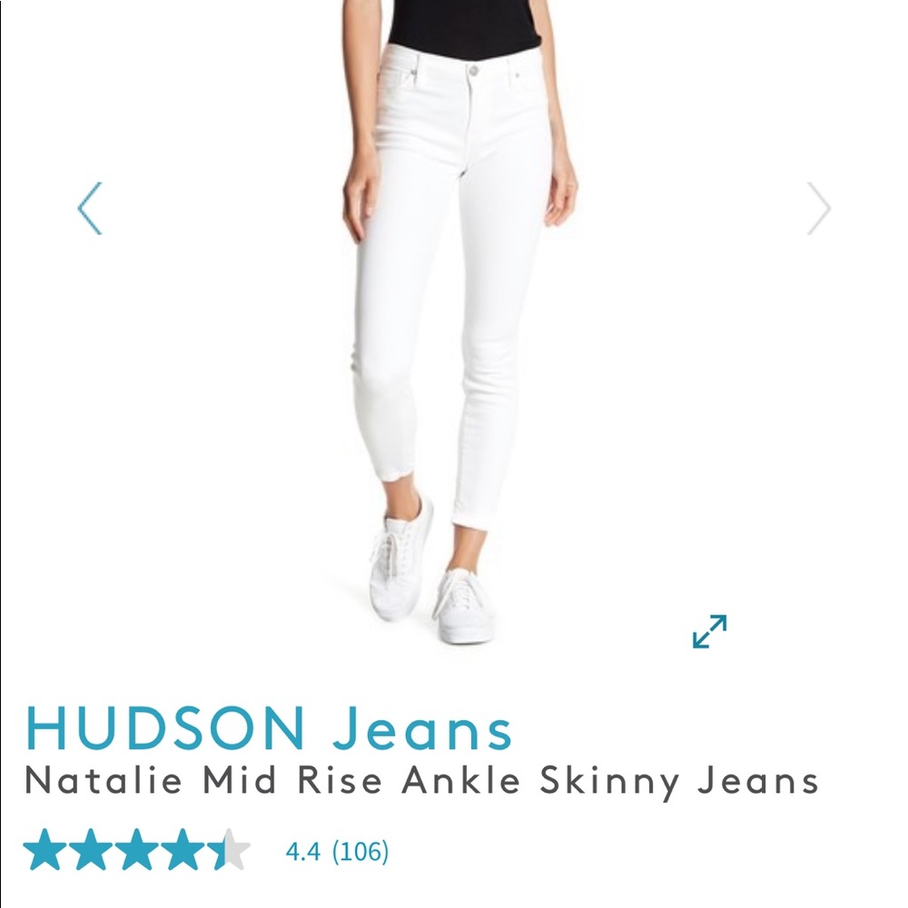 White Jeans Hudson Natalie Skinny midrise crop